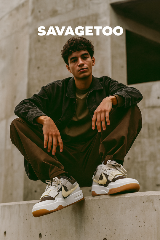 Jordan Jumpman Jack Travis Scott Sail Brown beige con Swoosh invertido y suela marrón México